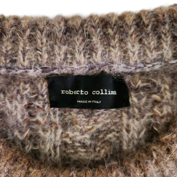 ROBERTO COLLINA Wool Mohair Blend Textured Knit Sweater brown beige 54 (italy) - Picture 4 of 11